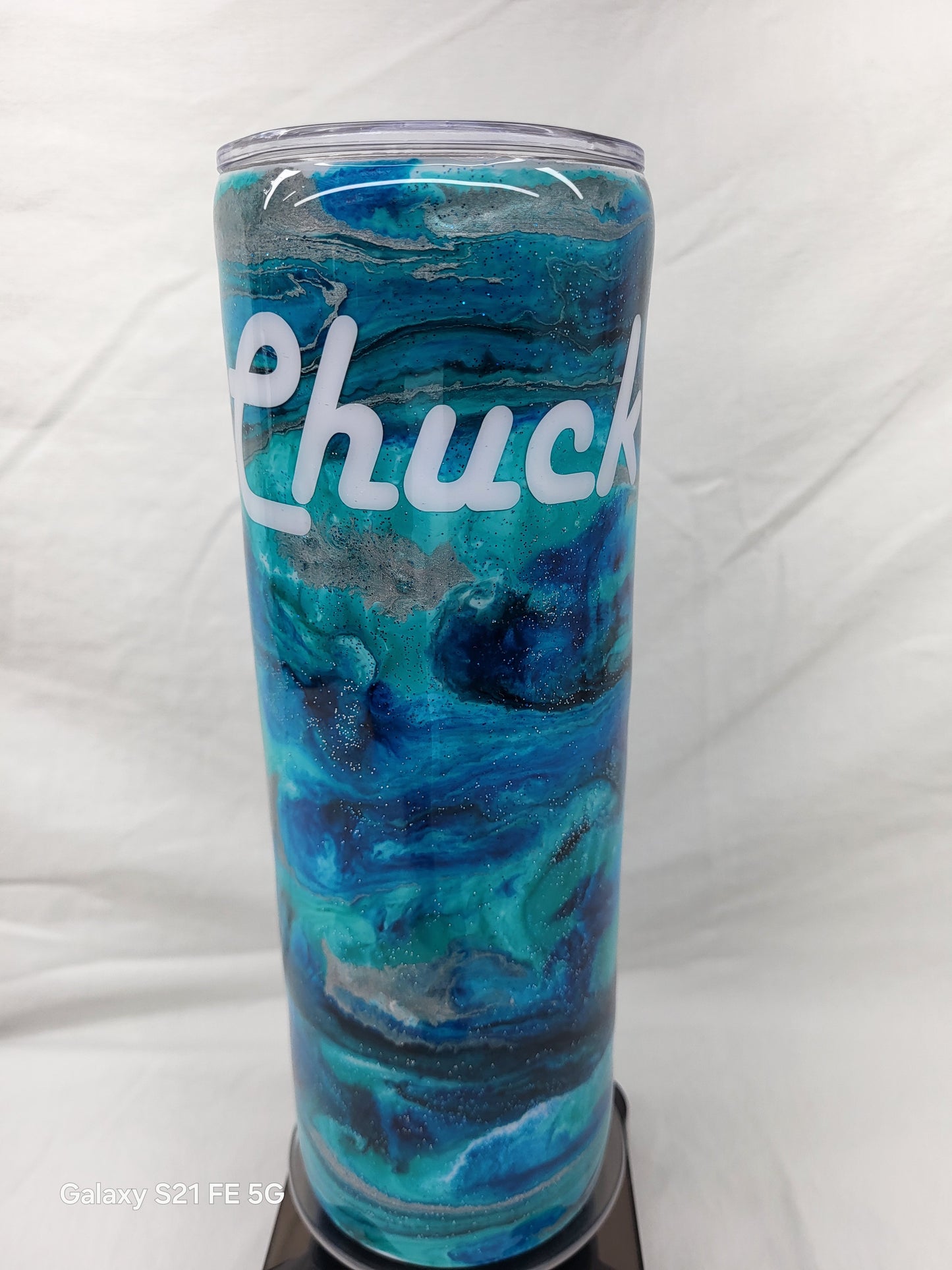 Unique Customized Blue Sparkle Skinny Tumbler – 30 oz Insulated SS Tumbler