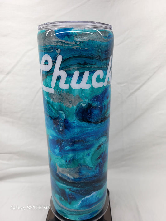 Unique Customized Blue Sparkle Skinny Tumbler – 30 oz Insulated SS Tumbler