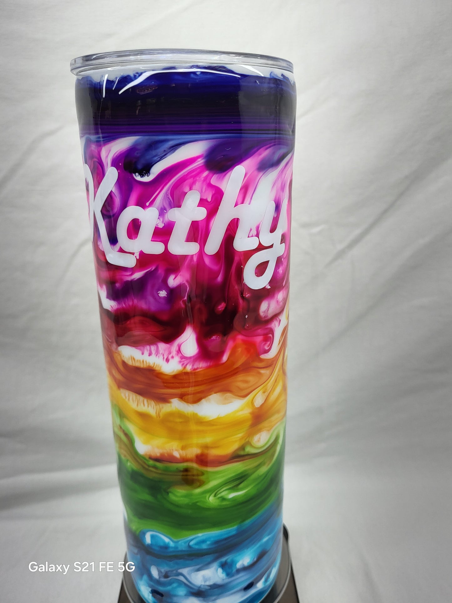 Unique Customized Rainbow Swirl  Skinny Tumbler – 30 oz Insulated SS Tumbler